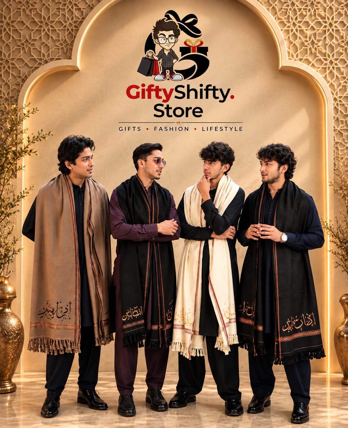 Customized Name Shawl – Pure Wool Personalized Calligraphy Shawl for Men