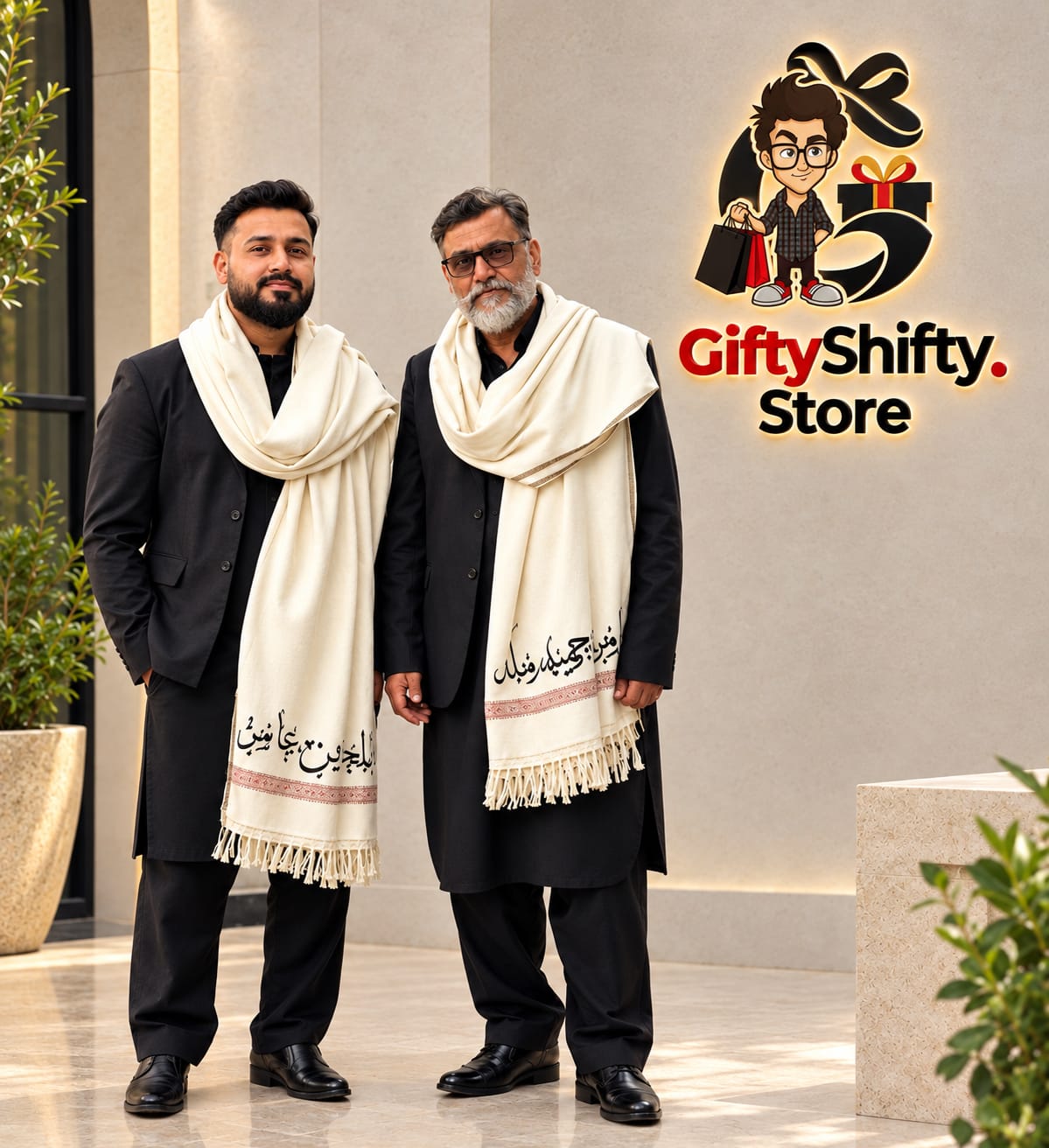 Customized Name Shawl – Pure Wool Personalized Calligraphy Shawl for Men